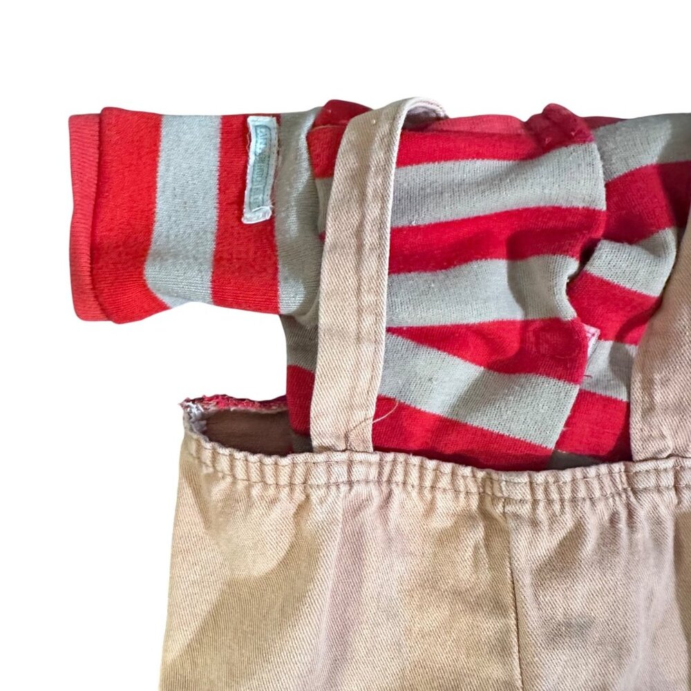Vintage 1983 Cabbage Patch Kids Beige Overalls With Red Striped Tee Bear Patch D - Picture 9 of 11